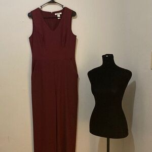 White House/Black Market Burgundy Sleeveless Jumpsuit